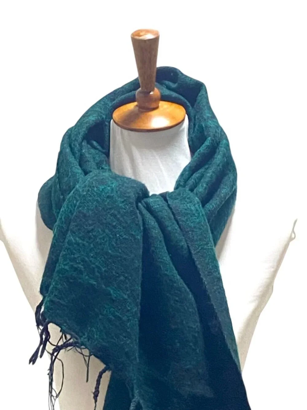 Cheppu From Himalaya Made In Nepal Blanket Scarf Green One Size Boho Coastal